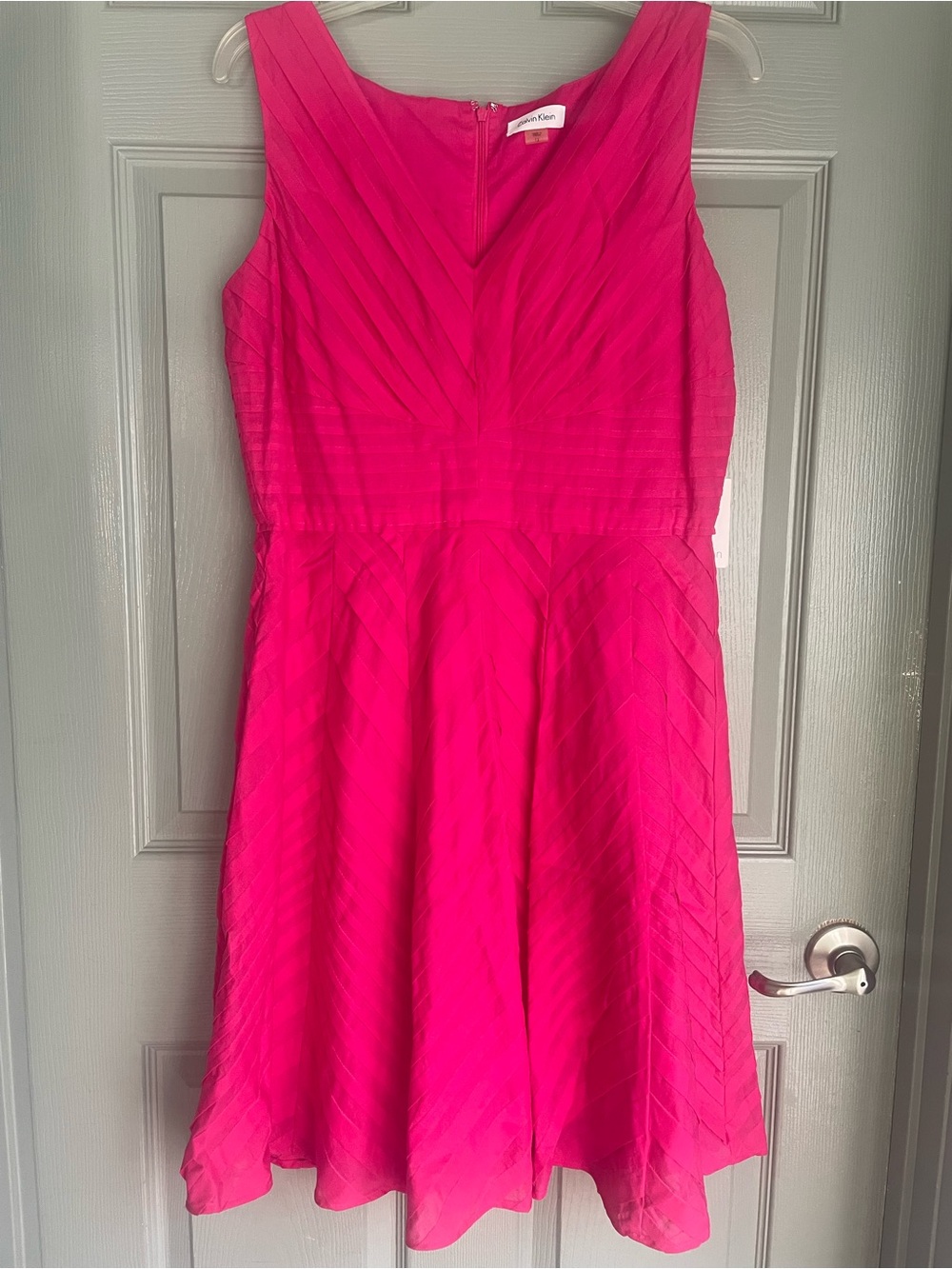 NWT Calvin Klein Hot Pink Sleeveless Fit-and-Flare Dress Plus Curvy Size 12